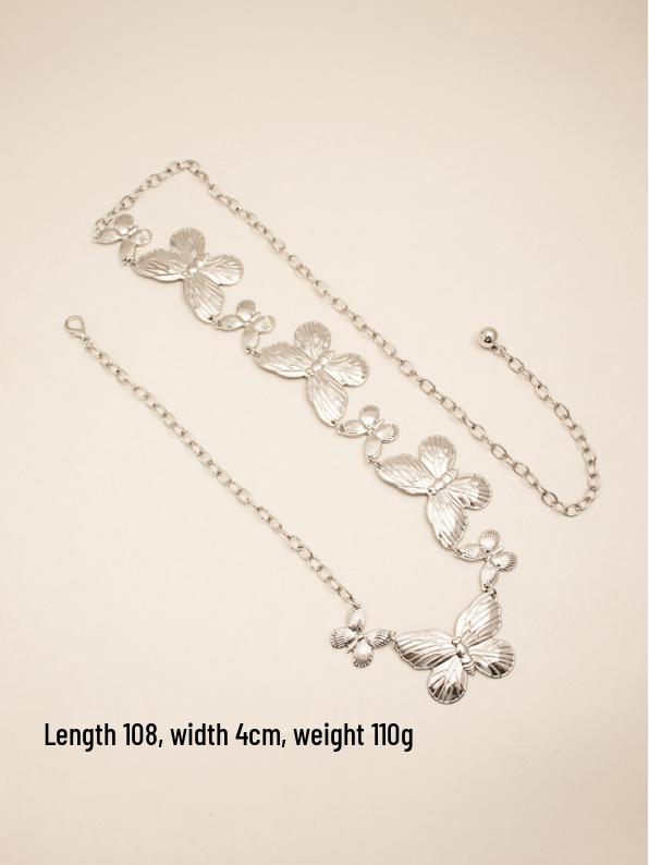 Damen Ethno-Stil Schmetterling Taillenkette: Modischer Metallgürtel für Rock oder Kleid