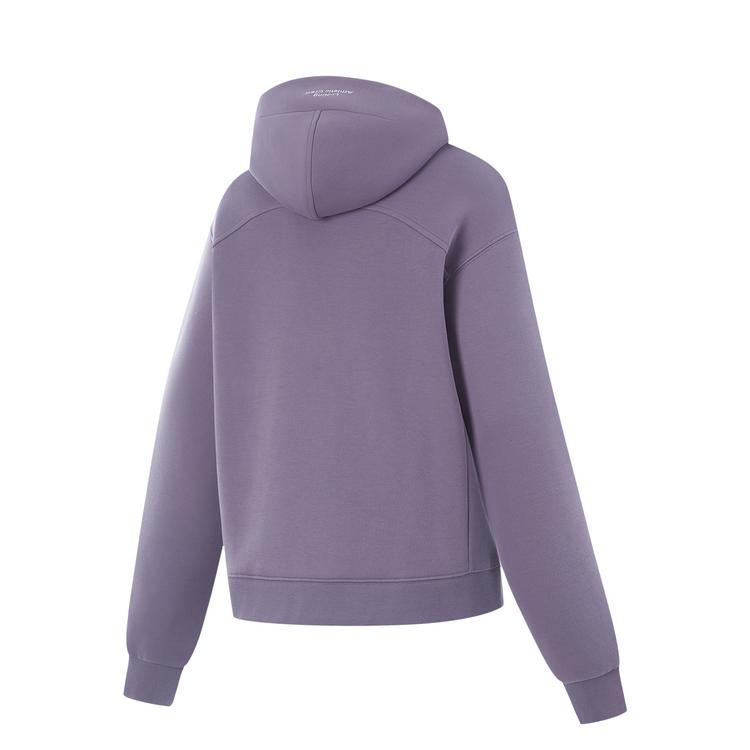 Li Ning Fitness Series Pullover Solid Color Loose Long Sleeve Hoodie Women hoodies Charcoal-Purple AWDUF06-5