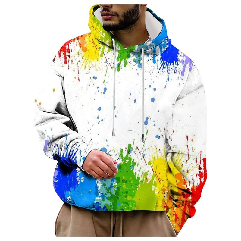 Fashion Gradient Color Graffiti Hoodies 3D Print Men Streetwear Hooded Sweatshirts Oversized Hoodie Pullovers Man Clothing