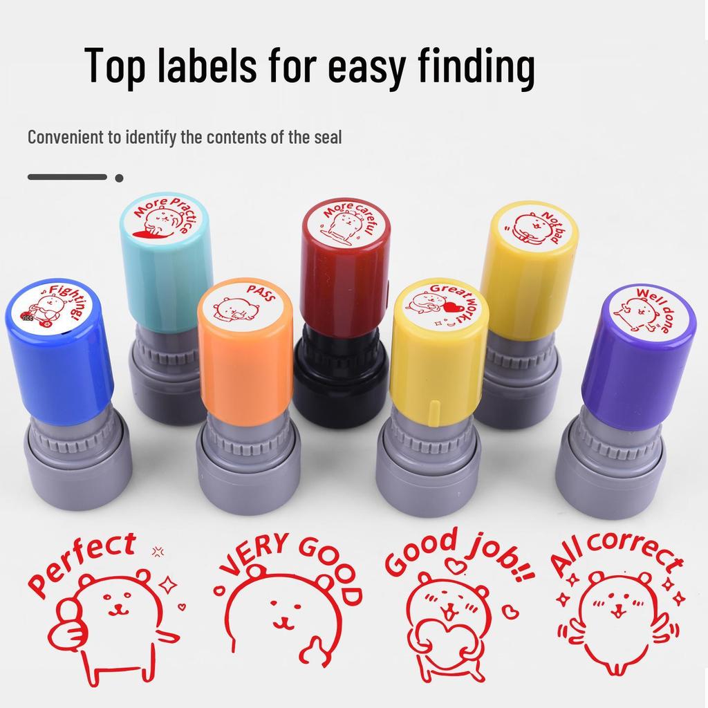 Encouraging Bear Stamp: Positive Math and English Teacher Comments