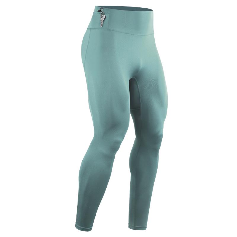 Men's High Waist Zipper Skinny Leggings for Running, Yoga, and Fitness - Warm, Elastic, Autumn/Winter Base Layer Pants