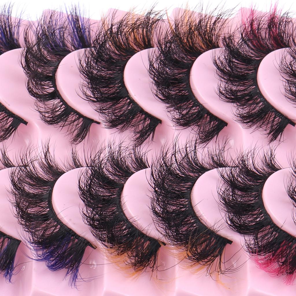 Imitation Fried Mink Hair False Eyelashes 10 Pairs Of Colored Eyelashes Curled Thick Eyelashes