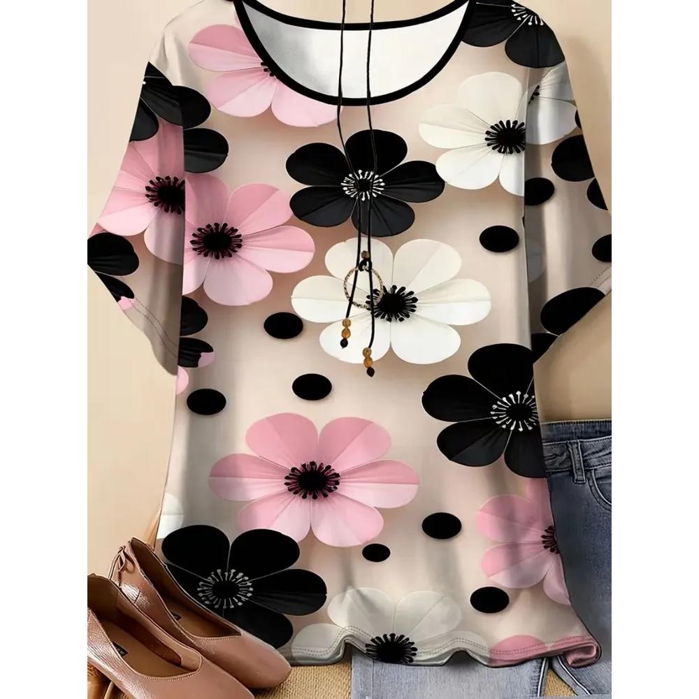 Fashion Women's Printed Versatile Top Casual Short Sleeve Comfortable and Breathable T-Shirts Women’s