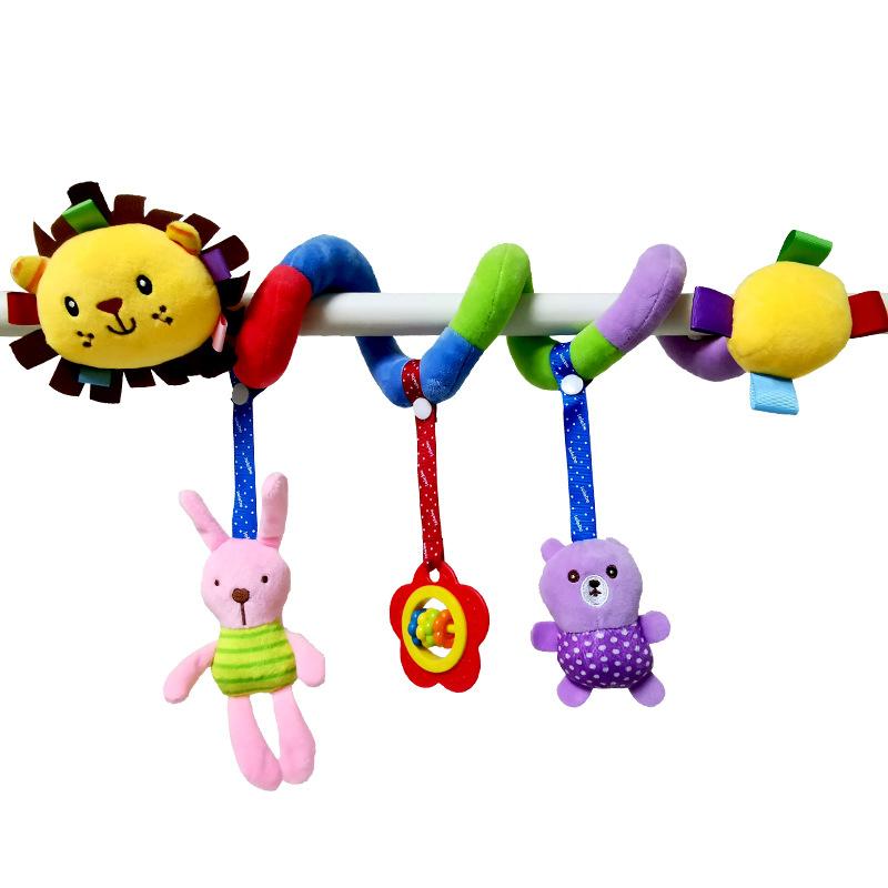 Baby Toy Stroller Spiral Activity Plush Hanging Rattle Toys Car Seat Toys Stroller Sensory Toy For 0 6 12 24 Months Newborn Gift