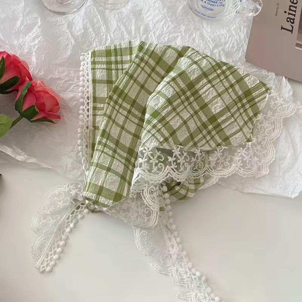 Multicolor Lace Hair Scarf French Pastoral Style Crochet Triangle Headscarf  Spring Outing