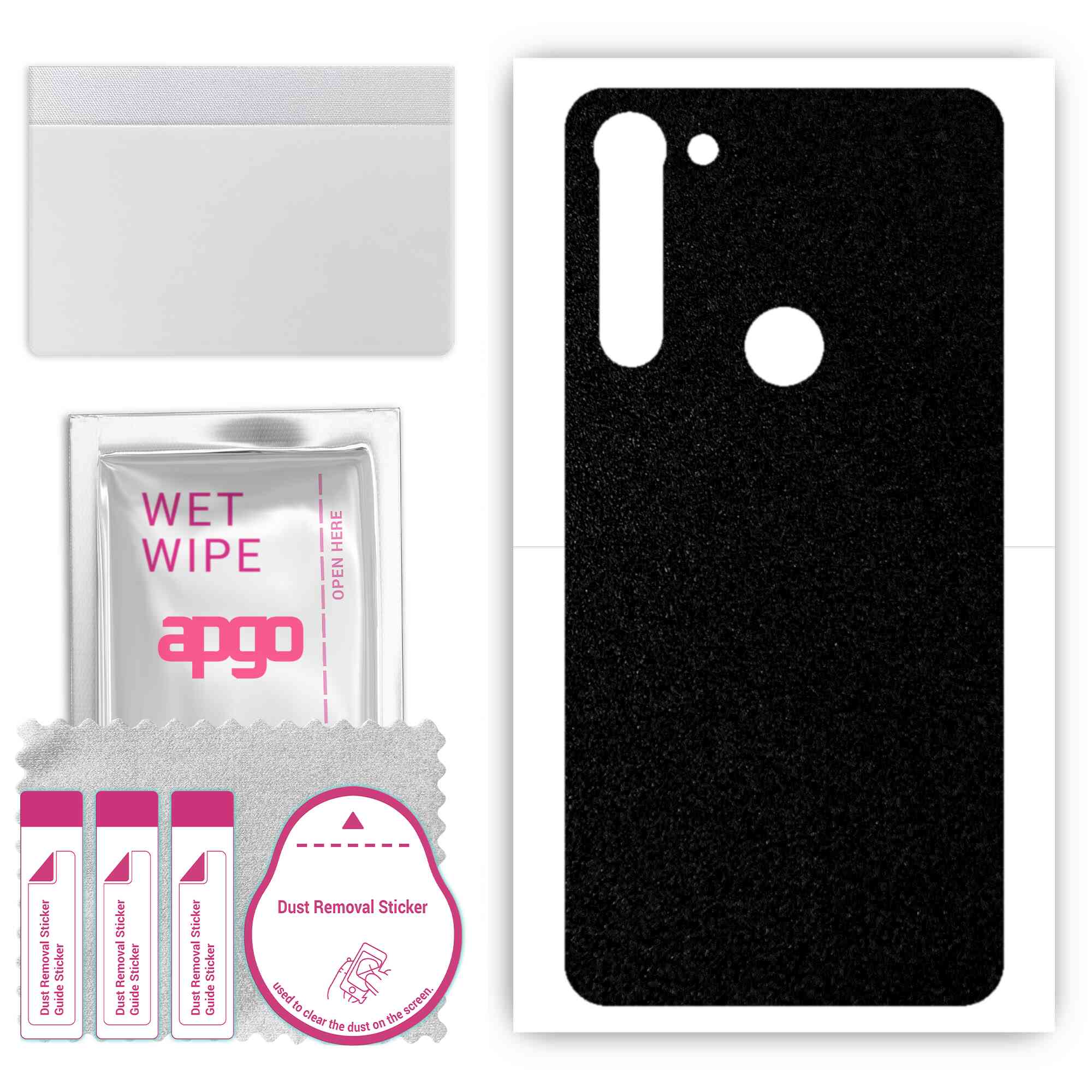 

apgo Protective Skin Sticker for the back compatible with Motorola Moto G8 Power, Wrap Film, Foil, Vinyl - Pattern Matte Black
