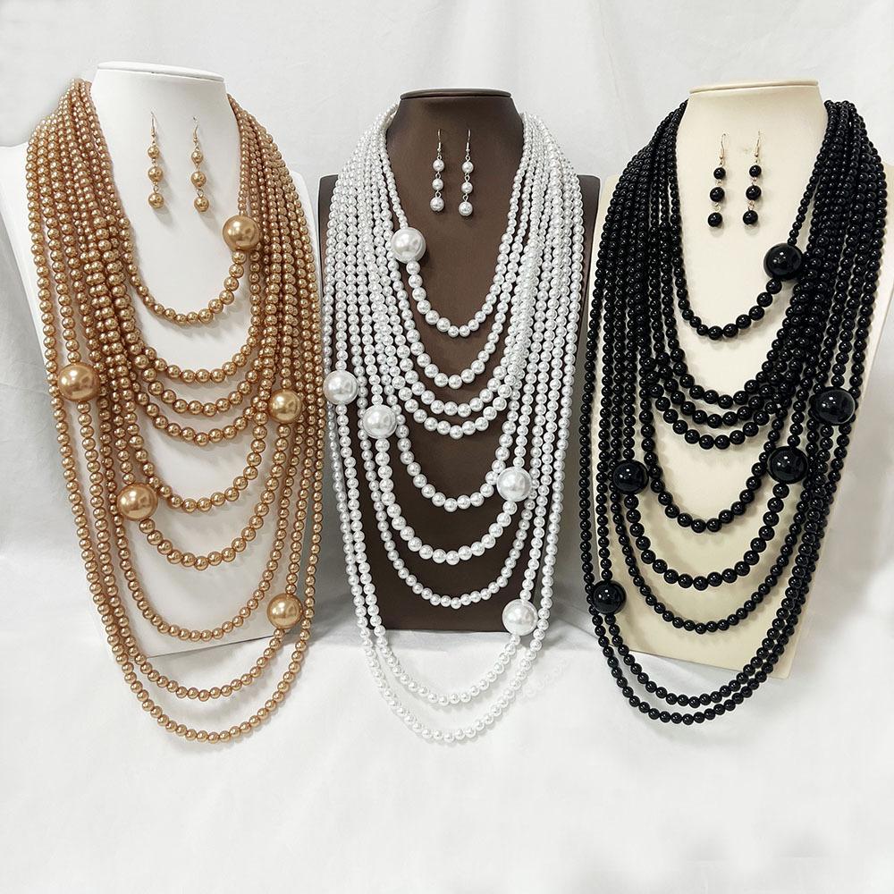 Europäische und amerikanische explosive Mode High-End-Perlenkette Temperament übertriebene lange Pulloverkette Körperkettenset
