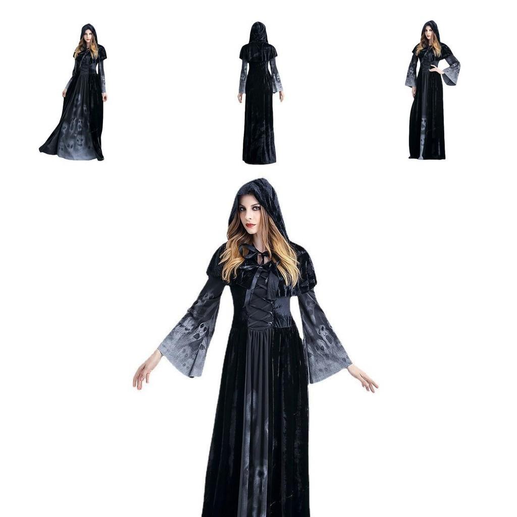 Enchanting Halloween Vampire Long Dress For Witches Perfect For Role-playing Events