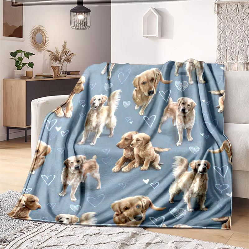 1PC Dog cute printed blanket, all season lightweight home office outdoor nap multifunctional blanket A15