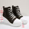 Fashion Fashion Leopard Print Ankle Boots for Women Lightweight Platform Wedge Heel Casual Shoes Woman Thick Sole Lace Up Short Boots 43