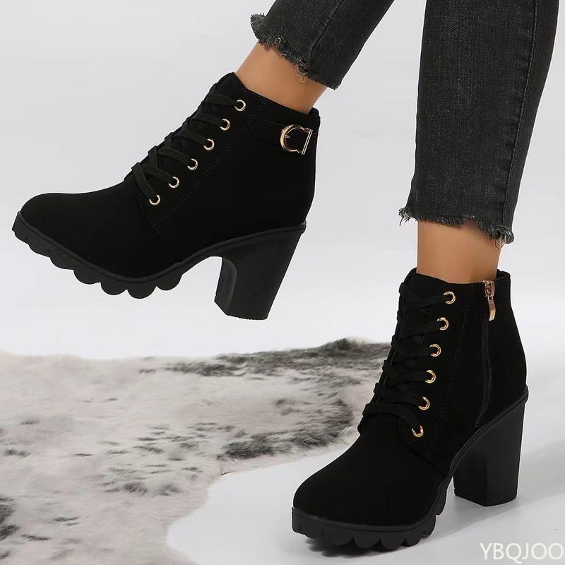 Fashion New Spring Winter Women Pumps Boots High Lace-up Ladies Shoes Simple comfortable versatile High Heels Boots