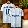 Maillot de Football Personnalisé Nom Numéro Argentine N° 10 Rayure Rétro Manches Courtes Séchage Rapide T-shirt Ventilateur Football Entraînement T-shirts Sportifs