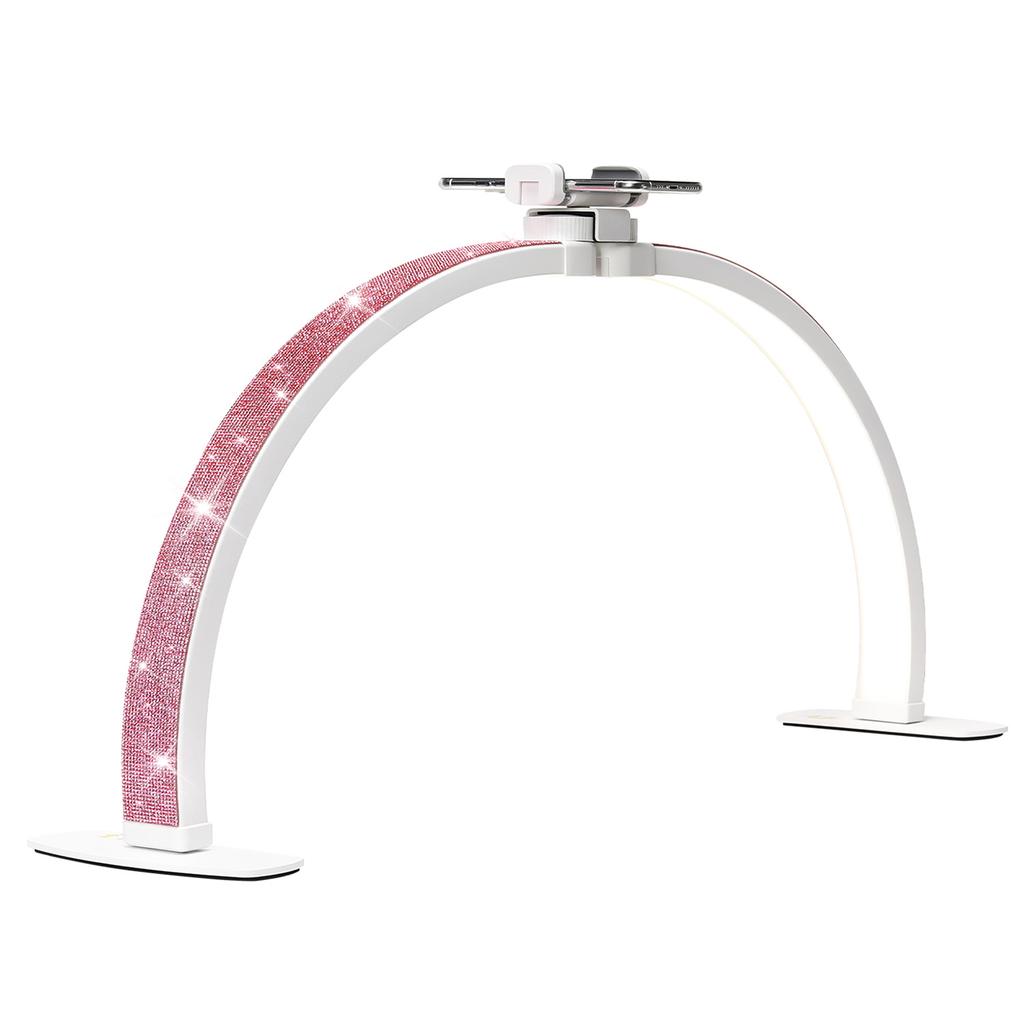 DianaBeauty Half Moon Light 35W Nail Desk Lamp U Shaped 364 LEDs Fill Light with Phone Holder Foldable Table Lamp for Manicure