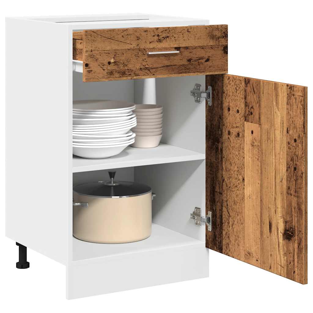 Lyon Base Cabinet with Drawer Vintage Wood Look 50 X 46 X 81.5 Cm Particleboard