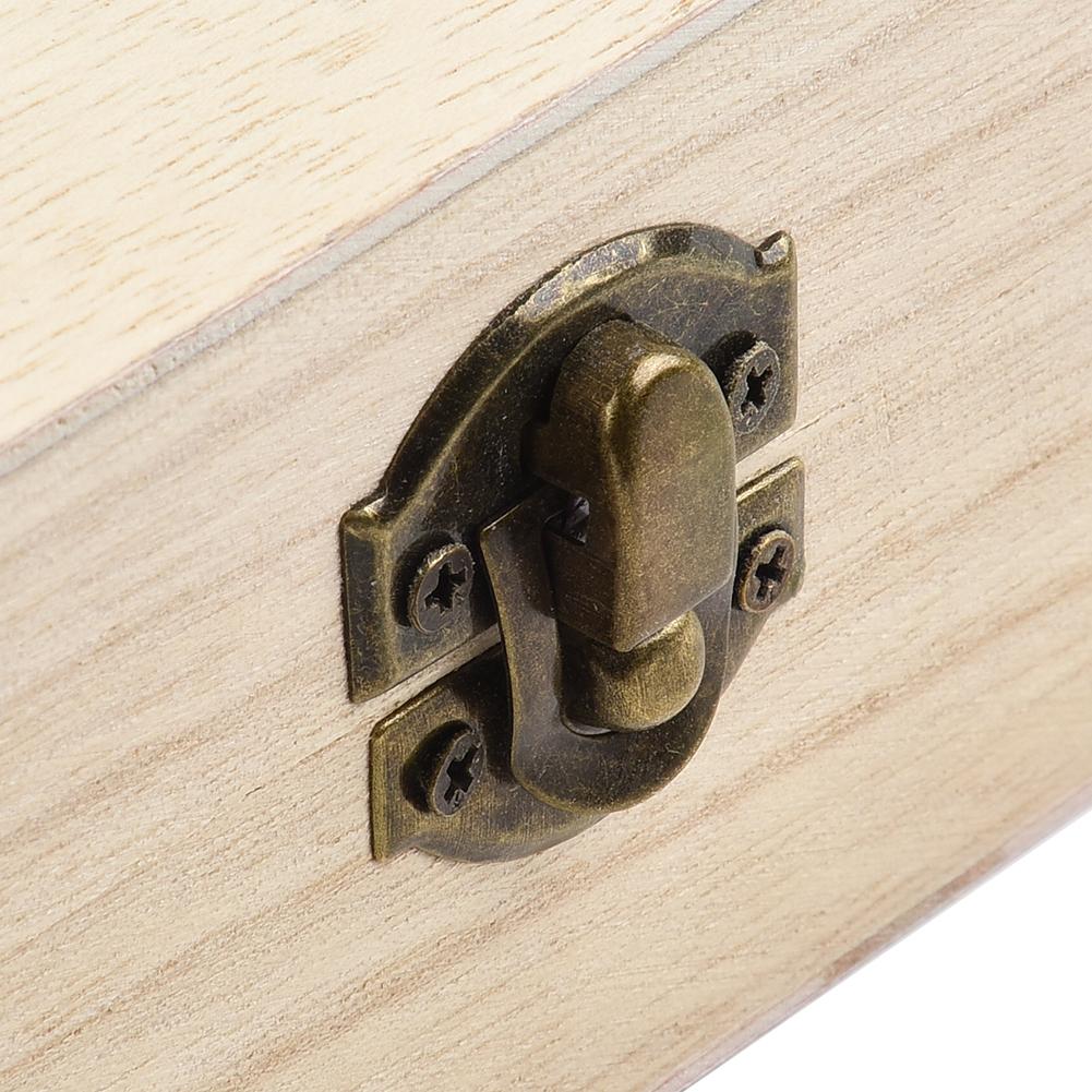 Rectangular Wooden Storage Box Retro Buckle Wooden Box Clamshell Wooden Boxes 20*10*6cm Home Storage Tools Decoration Parts