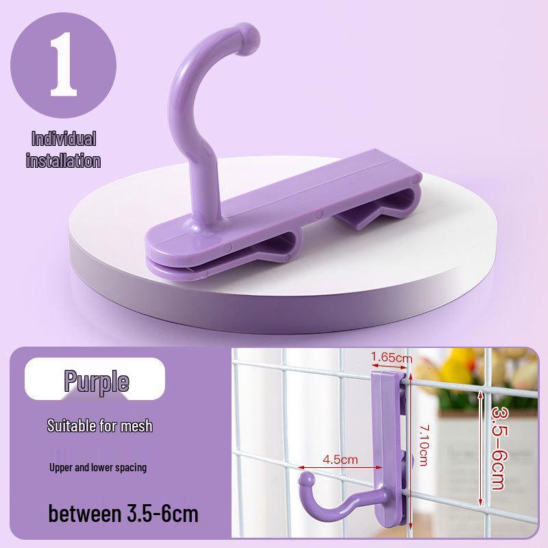 Nail-Free Grid Panel Hook for Wire Mesh Shelves - No-Drill Wall Storage Hooks for Kindergarten Display