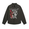 Mens Loose Fit Cotton Long Sleeve Shirt With Graphic Print Casual Turn-Down Collar Streetwear