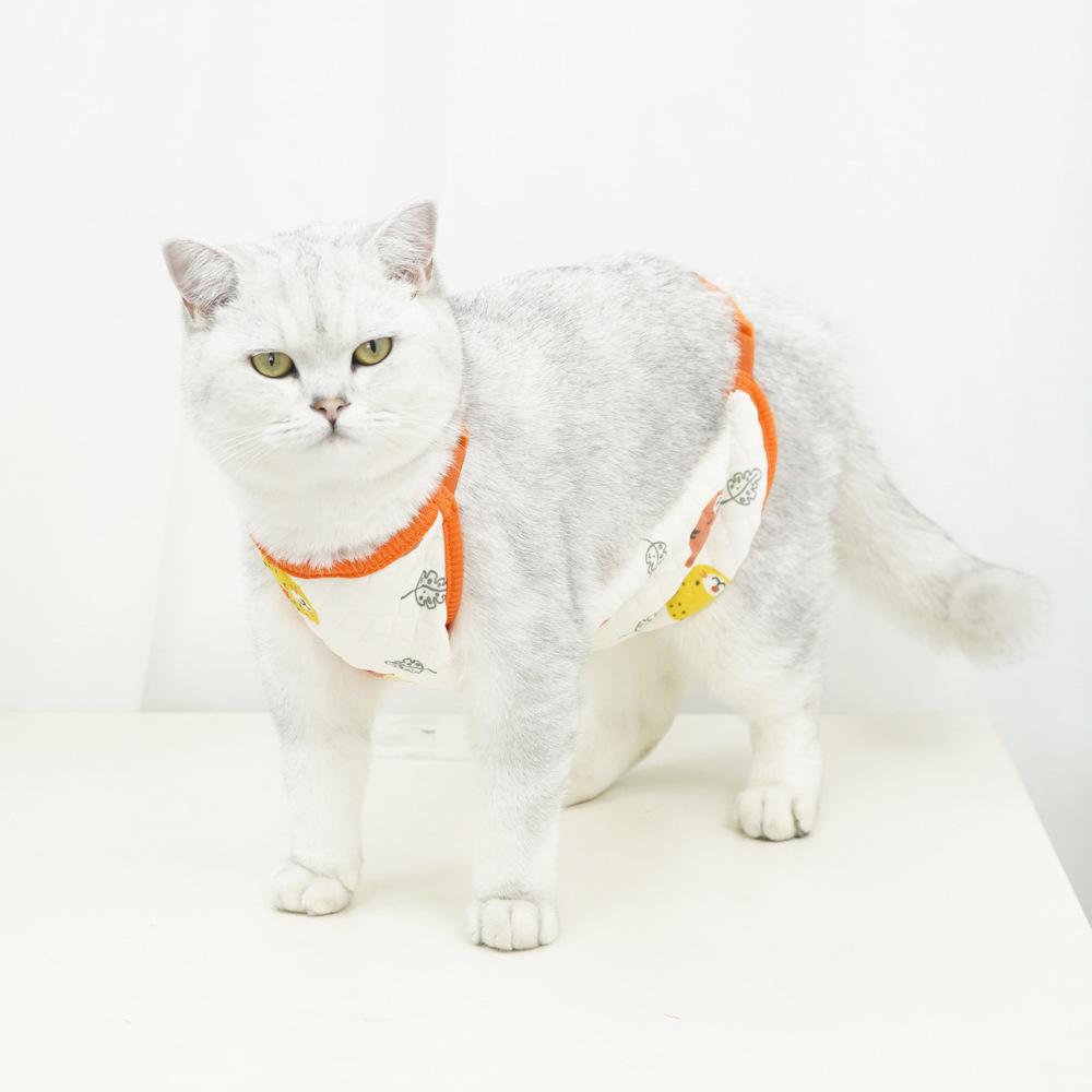 Anti-licking postoperative cat neutering clothes pure cotton mother cat weaning clothes autumn and winter pet warm belly pocket hairless cat