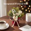 Flocked Reindeer Mini Tabletop Christmas Tree, Small Flocked Tree with Twine and Bow Home Decoration