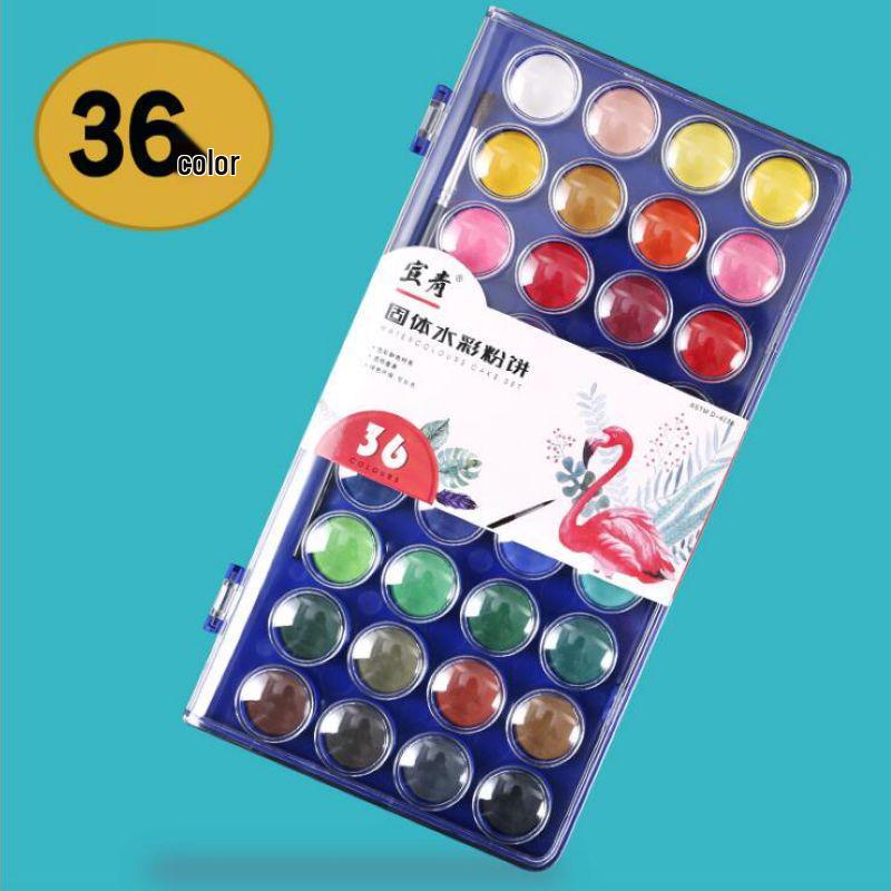 Xuan Qing 12/36 Color Pan Pastels: Beginner Transparent Solid Watercolor Paint Set with 28 Colors and Brush