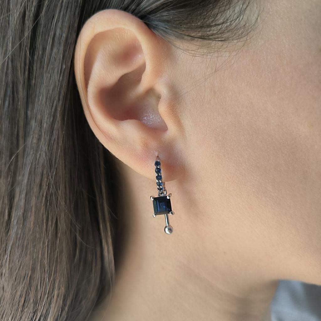Silver Earrings with Nano Sapphire 2.35ct (2195078)