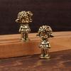 Brass Sheep Princess Figurine Retro Cute Sheep Girl Statue Flower Decor Desktop Ornament Vintage Craft Collectible Table Decor