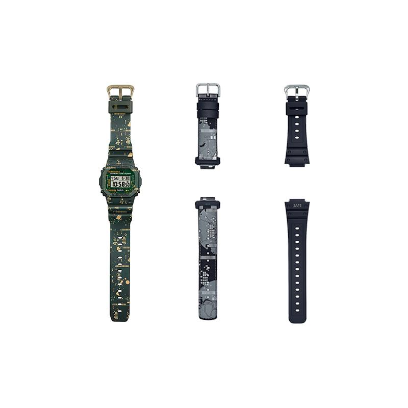Casio G-SQUAD Series G-SHOCK 5600 Series Small Square Mixed Color Camouflage Circuit Board Replaceable Waterproof Quartz Resin Strap M DWE-5600CC-3PRD