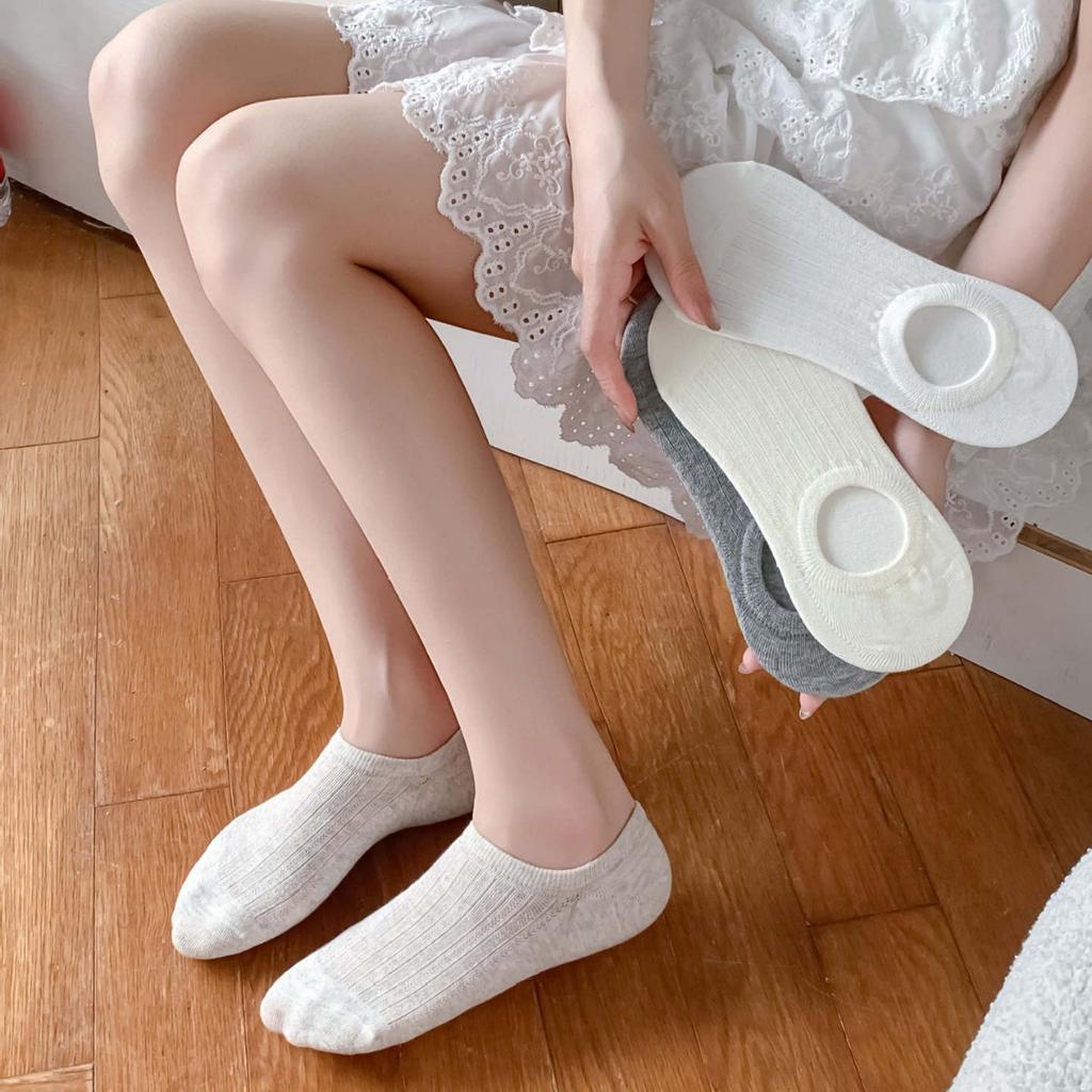 Ultra-Thin Mesh Invisible Socks For Women In Summer Non-Slip And Non-Falling Heel Socks For Women Solid Color Sweat-Absorbing Breathable Socks