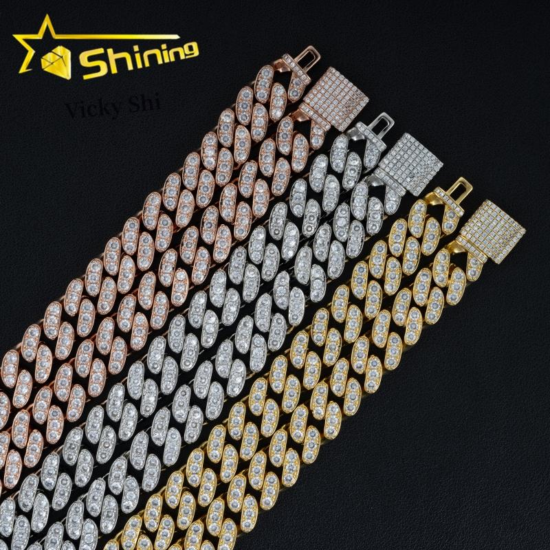 Worldwide Shipping Cheapest Price 12MM CZ Cuban Link Chain Fashon Iced Out Brass Hip Hop Men Cuban Link Necklace