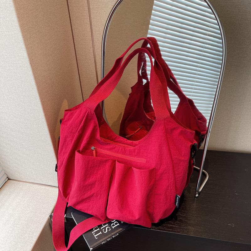 

Легкая женская повседневная сумка-тоут кроссбоди в корейском стиле - Большая вместимость, на одно плечо, Красная 47cm x 28cm x 17cm вино красного