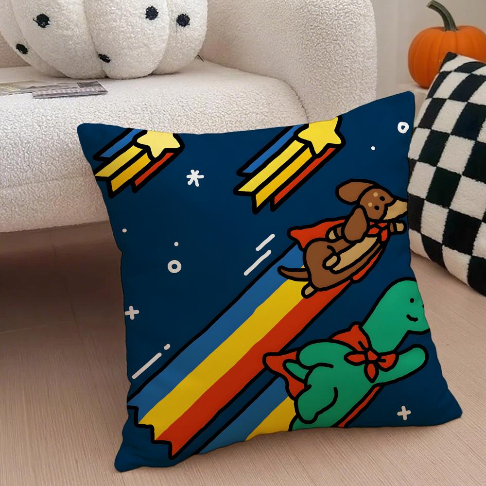 Interesting funny cartoon JJOGUMAN Cushion Cover Throw Pillow Cover Hidden Button Durable Polyester Chair Cushion