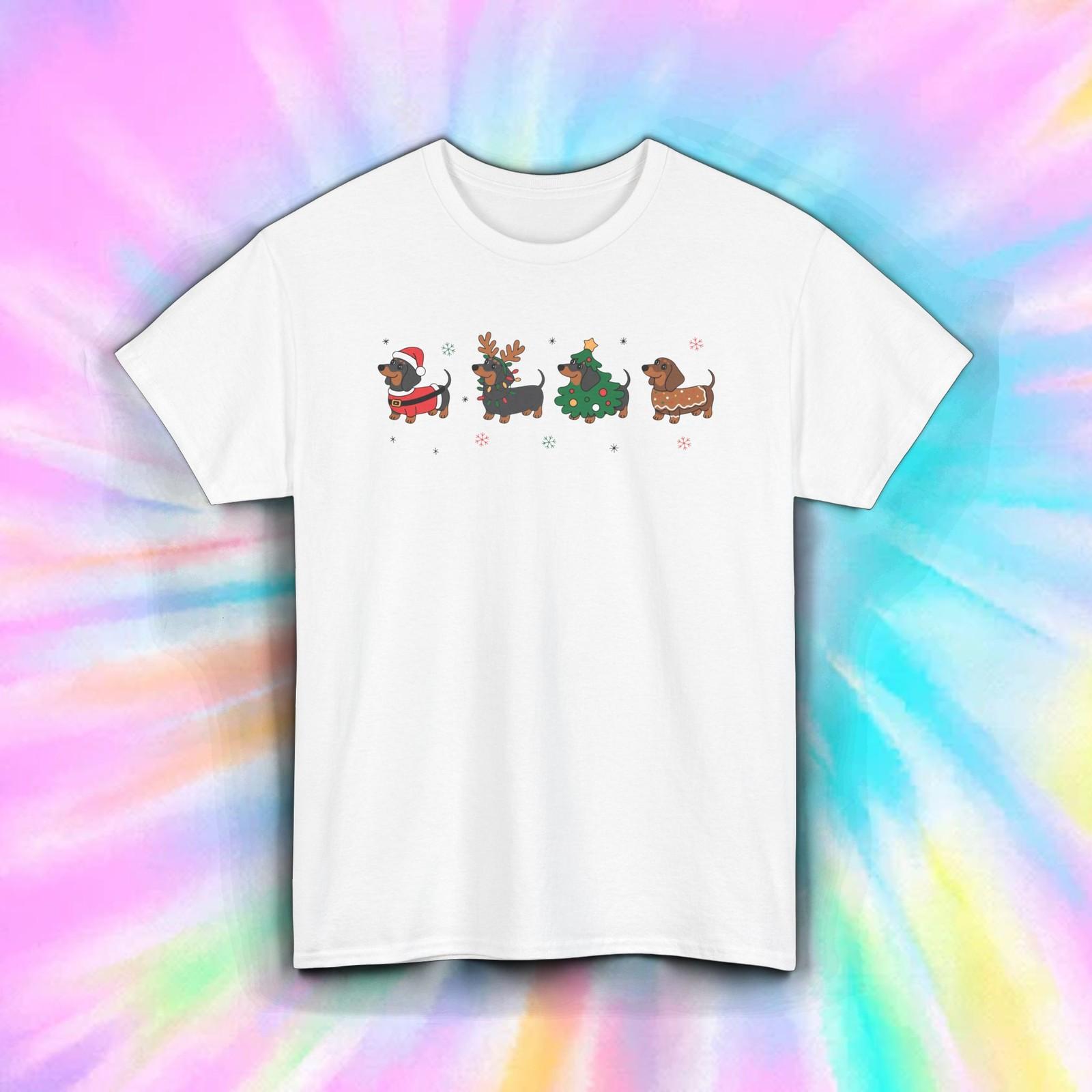 Dachshund Christmas Shirt Cute Holiday Wiener Dog Lover Festive Winter Tee Retro Fresh Cute Graphic Male Tshirts Chic Cute S