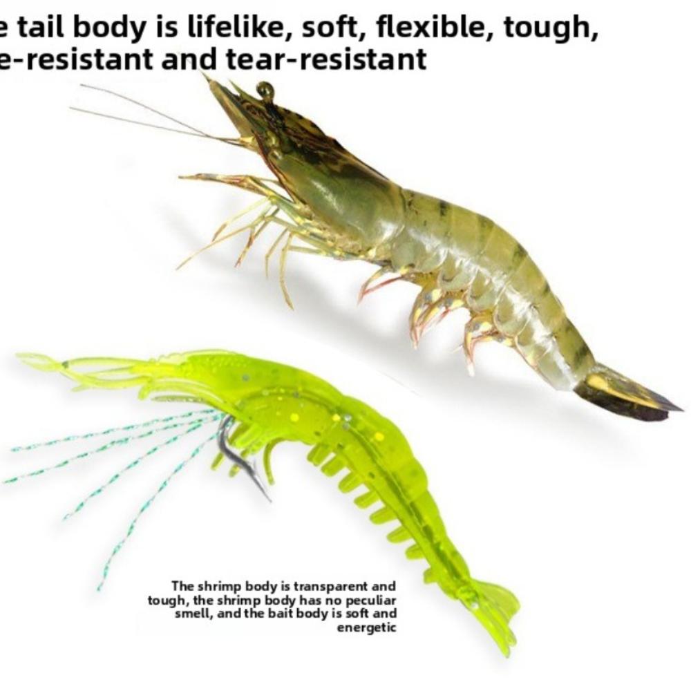 10pcs New style Sea Fishing Prawn Lure Single hook 4.5g 9.5cm Shrimp Fake Bait Portable Biomimetic Hook Worm Silicone