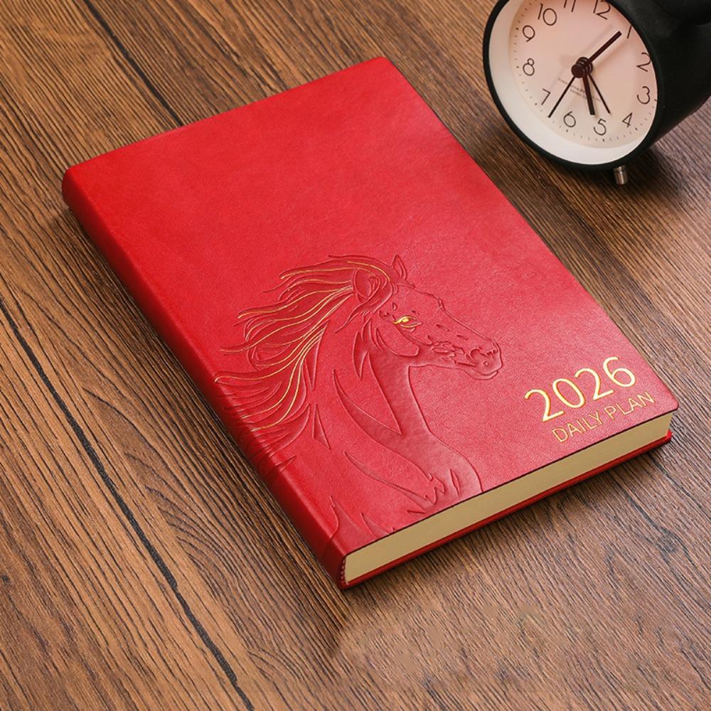 Wear-resistant 2026 Schedule Planner Notepad Pu Leather Office Work Planner  Stationery