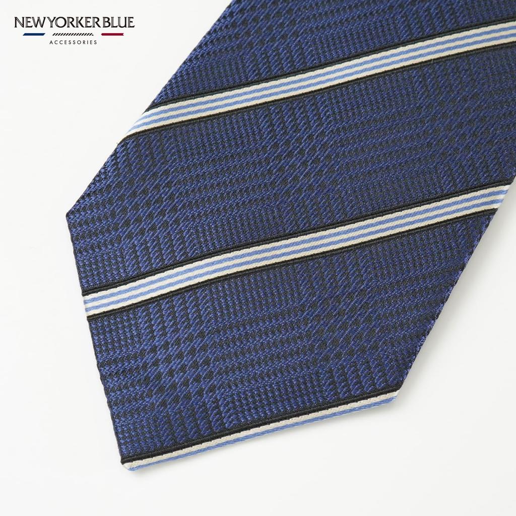 [New Yorker Blue] Striped (Glen Check Pattern) Necktie NB922514 Navy