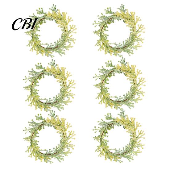 Thick Fabric Napkin Ring 6Pcs Rings, Elastic Design Holder for Light And Napkins, Imitation Holly Leaf Accessory Weddings Parties Home Use Gauze