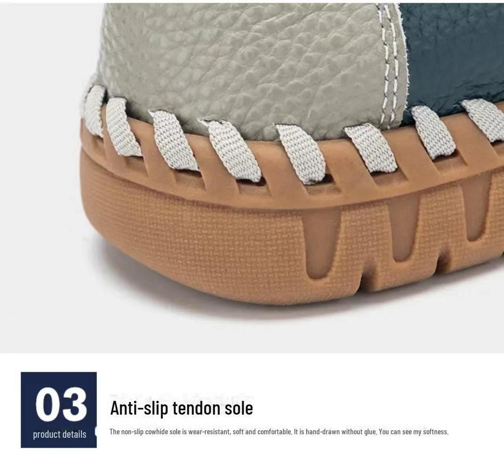 Men's Leather Slip-On High-Top Casual Shoes - Soft Sole, Genuine Cowhide for Autumn/Winter