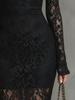 Elegantes Party-Schwarz Elastisches Spitze Meerjungfrauen-Langkleid