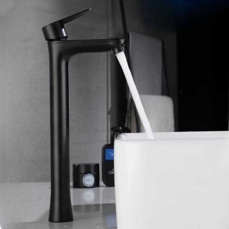 Bathroom Sink Black Faucet 304 Stainless Steel Single Cold Faucet Household Modern Stylish Water Tap