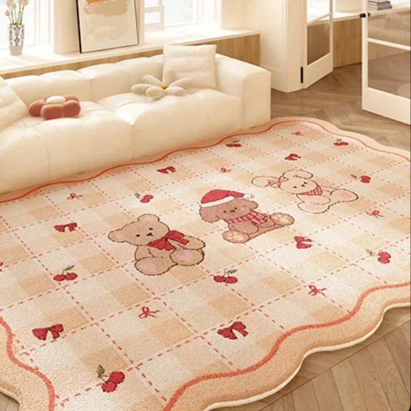 Dopamine Color Carpets for Living Room Girly Style Bedroom Decor Rug Irregular Shaped Pink Plush Carpet Cute Fluffy Soft Mat