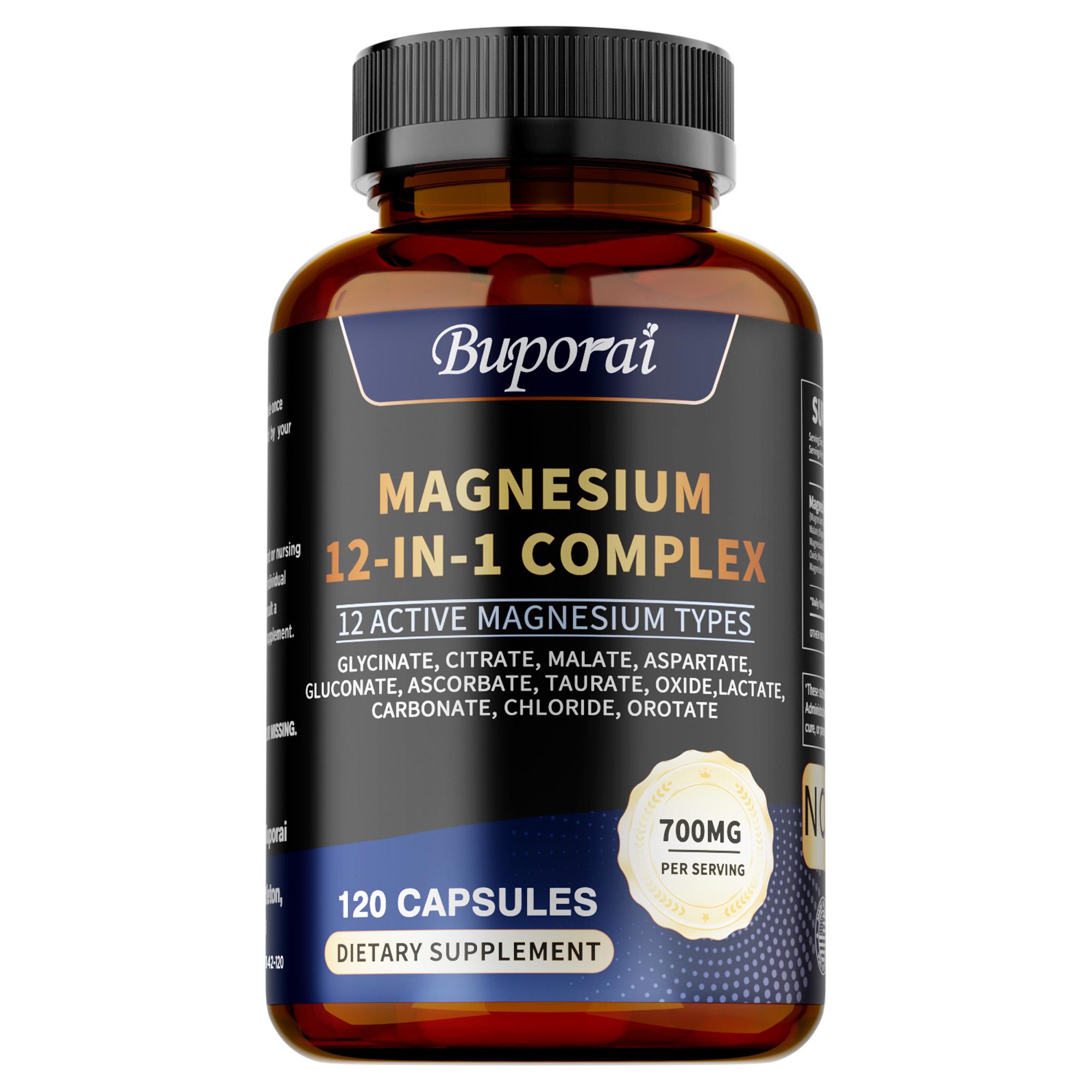 Buporai - 12-in-1 Magnesium Komplex Kapseln - Muskelgesundheit - Nervengesundheit - Schlafgesundheit 120*1