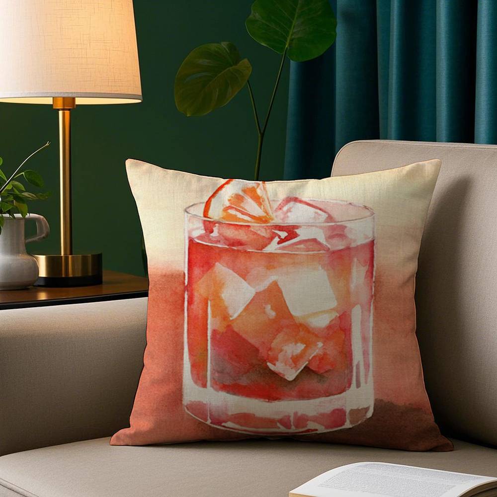 Warm Cocktail Art Pillow Case Plush Fabric Soft Pillowcase Double Sided Print Sofa Cushion Cover Throw