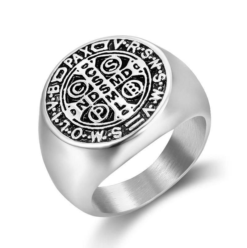 Vintage Titanium Steel Hip-Hop Letter Ring for Men - European & American Style