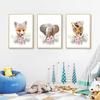 Baby Room Animal Wall Art Canvas Painting Cute Elephant Lion Giraffe Decor Poster Child Bedroom Personalised Kids Picture Decor