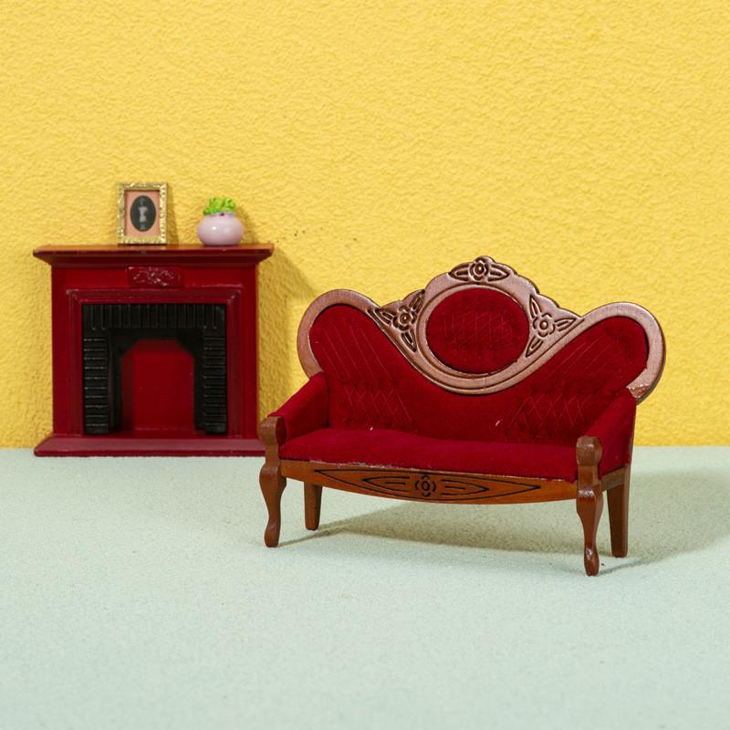 Walnut Finish American Style Wooden Dollhouse Furniture For Kids Playroom