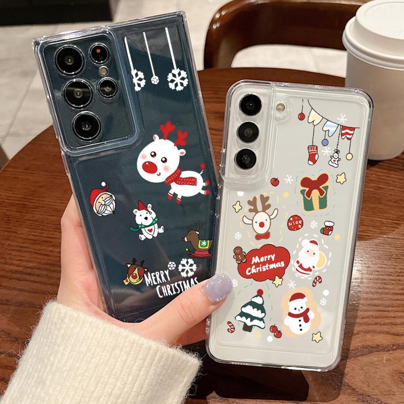 Christmas Tree Print Case For Samsung Galaxy S25 S24 S22 Ultra S23 S24 FE A17 A56 A16 A36 A26 A55 A15 A25 A54 5G Clear Soft TPU Phone Cover