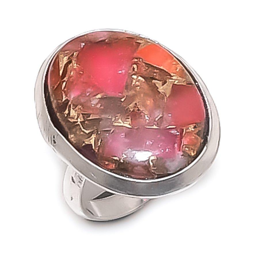 

Натуральный медно-розовый опал, драгоценный камень, ювелирное изделие из стерлингового серебра 925 пробы, кольцо, размер 6 z6G87