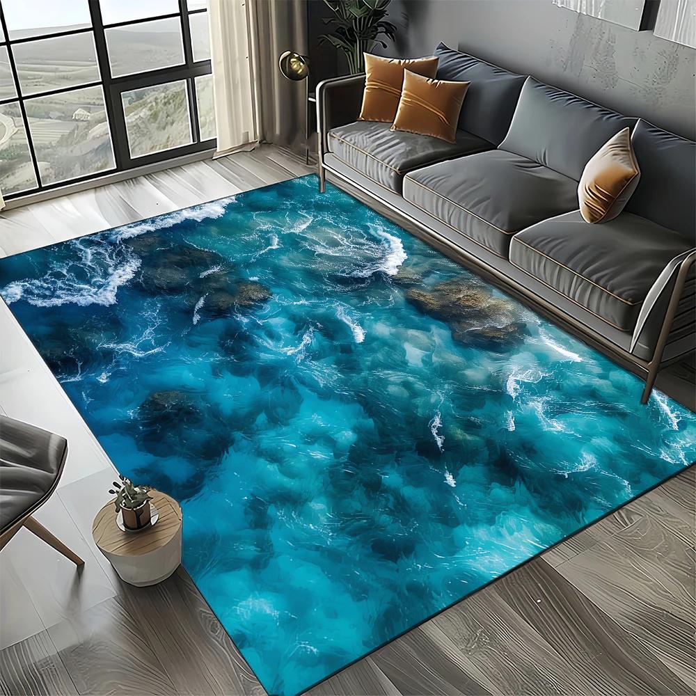 27 Style New Sea Water Beach Reef Nature Scenery Carpet Rug for Living Room Bedroom Home Sofa Decoration,Kids Non-slip Floor Mat