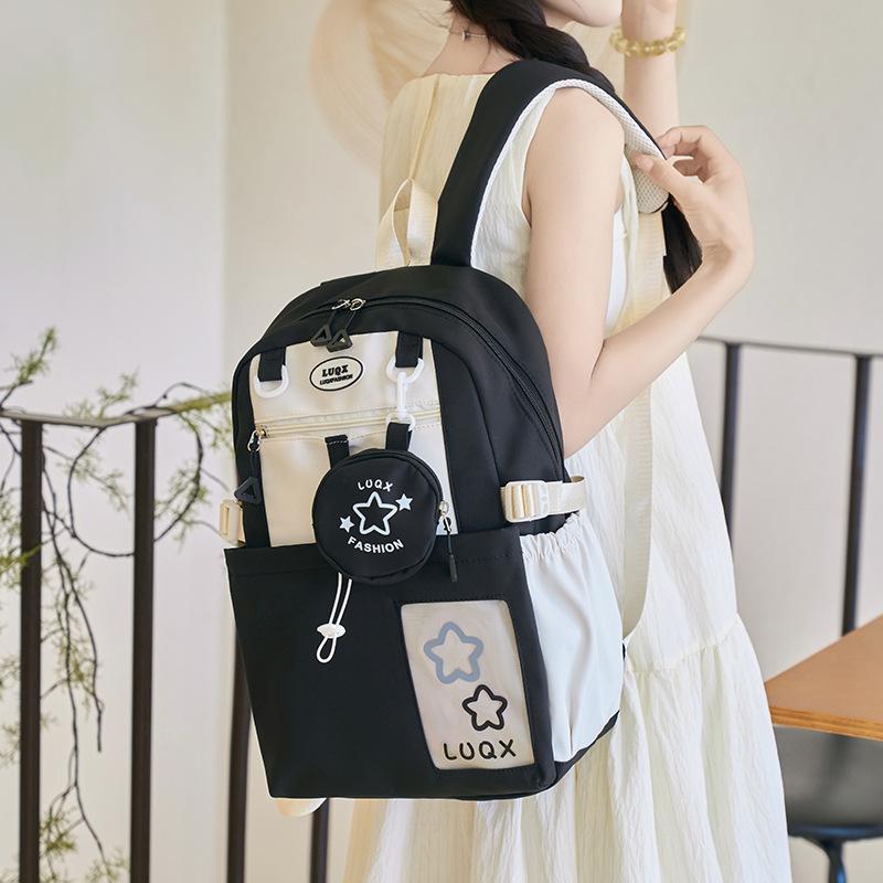 Korean sweet schoolbag girls junior high school students simple versatile backpack large capacity backpack leisure travel backpack