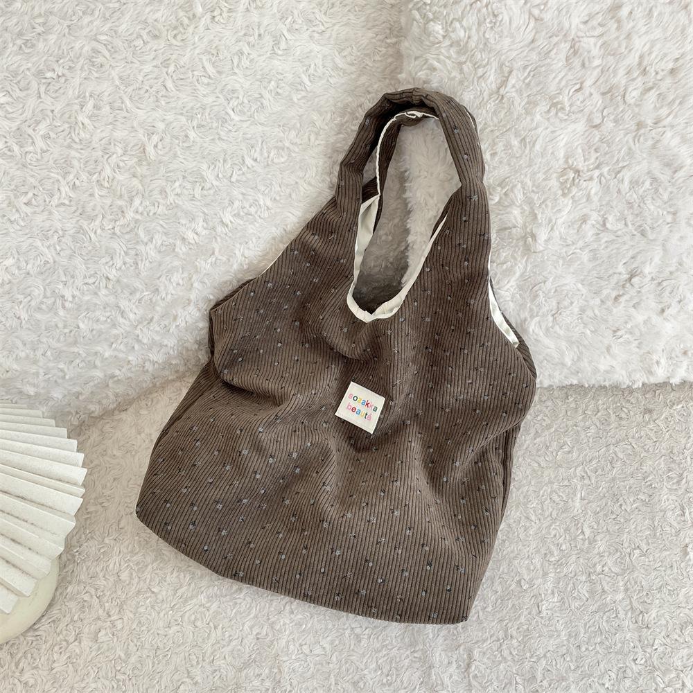 1 New large-capacity lazy wind autumn and winter corduroy portable leisure commuting single shoulder heart bag